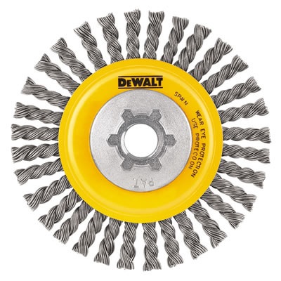 Dewalt Dw4925b Stringer Bead Knotted Wire Wheel Brush, 4 Inch Dia., 0.02 Inch Carbon   DEWDW4925B