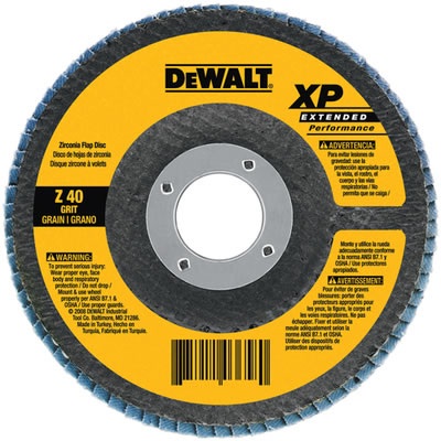 Dewalt Xp Extended Performance Dw8255 60 Coarse Grit Zirconia Type 27 Flap Disc, 4-1/2 Inch X 5/8-11 DW8255 DEWDW8255