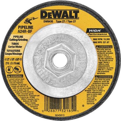 Dewalt High Performance Dw8435 24-Grit Alo2 Type 27 Grinding Wheel, 4-1/2 Inch X 1/8 Inch X 5/8-11 DW8435 DEWDW8435