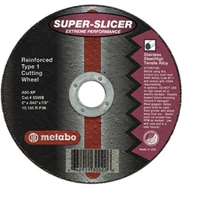 Metabo Choice Cuts Super Slicer 655995000 60-Grit Alo2 Type 1 Straight Cut-Off Wheel, 6 Inch X 3/64 Inch X 7/8 Inch 655995000 MET655995000