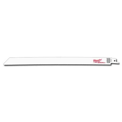 Milwaukee Sawzall 48-00-5094 White Bi-Metal Straight Back Reciprocating Saw Blade, 12 Inch, 8/12 Tpi 48-00-5094 MLW48-00-5094