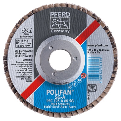 Pferd Polifan 62250 40-Grit Alo2 Type 27 Flat Flap Disc, 4-1/2 Inch X 3/4 Inch X 5/8-11 62250 PFE62250