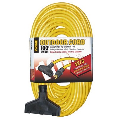 Prime Ec600835 Yellow Jacket Sjtw Outdoor Extension Cord, 12 Awg, 100 Ft   PWCEC600835