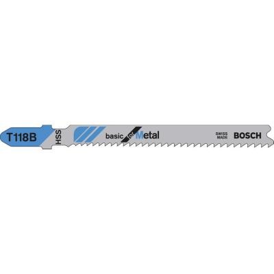 Bosch 2608638664 White High Speed Steel Metal Cutting Jigsaw Blade, 3-5/8 Inch, 11 - 14 Progressive Tpi T118B100 SBP2608638664