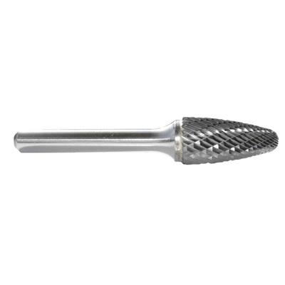 2-1/2 Overall Length 1/2 Size SF-13 1/2 Size 1/4 Shank Diameter 2-1/2 Overall Length 1/2 Diameter 3/4 Length of Cut Titan USA 1/2 Diameter 1/4 Shank Diameter Titan TB19402 Solid Carbide Bur Double Cut Round Nose Tree 3/4 Length of Cut 