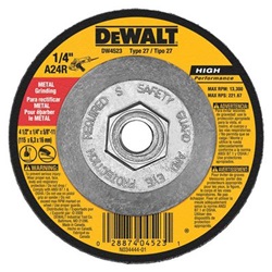 DEWDW4523 - Dewalt+High+Performance+DW4523+24-Grit+AlO2+Type+27+Grinding+Wheel%2c+4-1%2f2+Inch+x+1%2f4+Inch+x+5%2f8-11