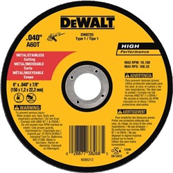 DEWDW8725 - Dewalt+High+Performance+DW8725+60-Grit+AlO2+Type+1+Small+Diameter+Cut-Off+Wheel%2c+6+Inch+x+.040+Inch+x+7%2f8+Inch