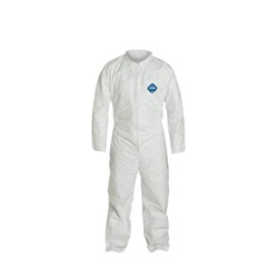 DUPTY120S-L - Dupont%c2%ae+Tyvek%c2%ae+High+Density+Polyethylene+Coverall%2c+White%2c+Large%2c+Front+Zipper%2c+0.44+lb%2c+25%2fCase