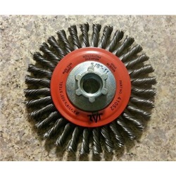 JAZ41052B - JAZ+41052B+Knotted+Wire+Wheel+Brush%2c+4+Inch+dia.%2c+0.02+Inch+Tempered+Steel
