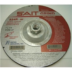 SAI20086 - Sait+20086+24+Coarse+Grit+AlO2+Type+27+Grinding+Wheel%2c+7+Inch+x+1%2f4+Inch+x+5%2f8-11