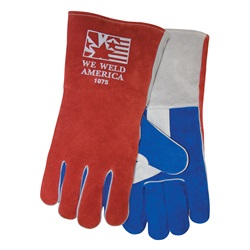 TIL1075 - Tillman+1075+Side+Split+Cowhide+Leather+and+Welted+Fingers+Welding+Gloves%2c+Red+Blue+and+Pearl%2c+Large%2c+14+Inch+L
