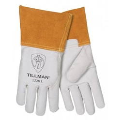 TIL1328M - Tillman%e2%84%a2+1328+Top-Grain+Goatskin+Leather+Welding+Gloves%2c+Pearl%2c+Medium%2c+Wing+Thumb