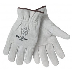 TIL1400L - Tillman+1400+Split+Cowhide+Leather+Drivers+Gloves%2c+Pearl%2c+Large%2c+Keystone+Thumb