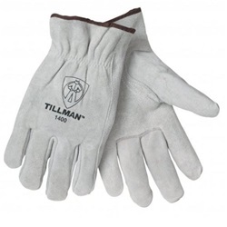 TIL1400LB - Tillman+1400+Split+Cowhide+Leather+Drivers+Gloves+(Bulk)%2c+Pearl%2c+Large%2c+Keystone+Thumb