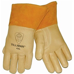 TIL42L - Tillman%e2%84%a2+42+Top-Grain+Pigskin+Heavyweight+Welding+Gloves%2c+Tan%2c+Large%2c+12+Inch+L%2c+Straight%2c+Reinforced+Thumb