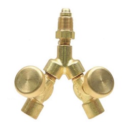 WES411 - Western+411+Brass+Inert+Valved+%26quot%3bY%26quot%3b+Connection%2c+2-Outlet%2c+5%2f8-18+RH+Female+x+5%2f8-18+RH+Male